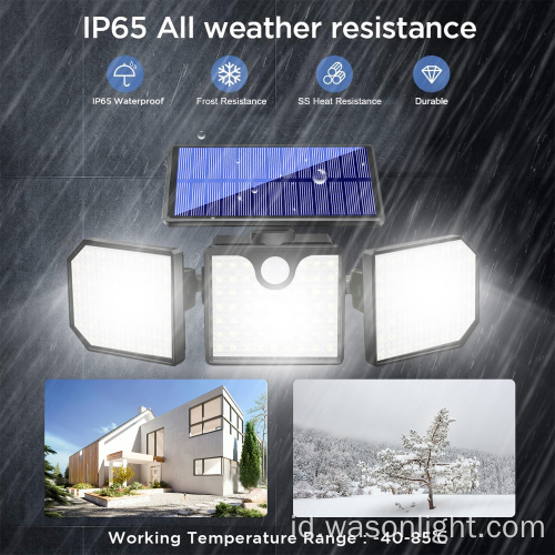 2023 New IP65 Waterproof Outdoor Garden Wireless Energy Red Blue LED Keamanan Wall Light Warning Light Dengan Pir Motion Sensor